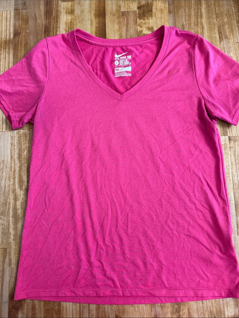 Nike Women's Bright Pink V-Neck Short Sleeve Tee